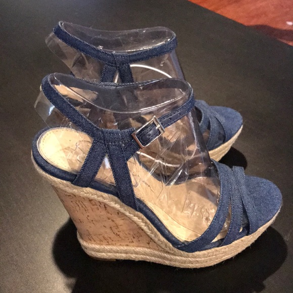 jessica simpson denim wedges